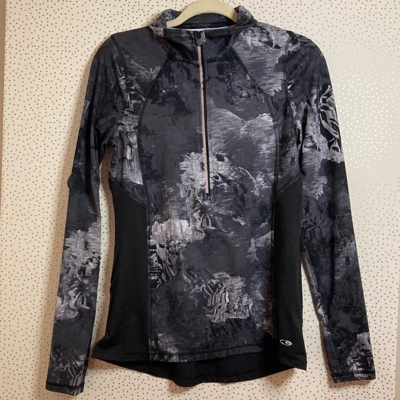 C9 Champion Dark Floral Athletic Sweater 1/2 Zip - Picture 1 of 7